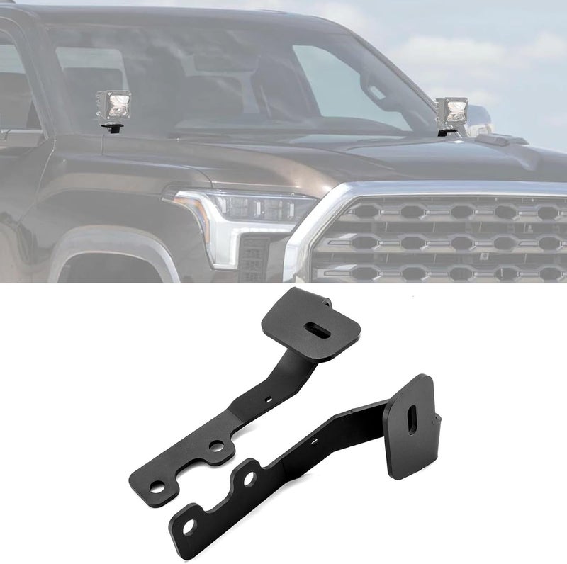 ROMELACK Upper Hood Light Mount Brackets Ditch LED Pods Bracket Compatible with Toyota Tundra 2022-2025 (Black) - Image 1
